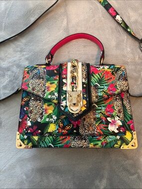 Aldo Multicolor Tropical Leopard Print Top-Handle Satchel